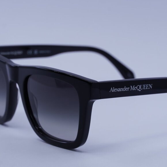 Alexander McQueen AM0301S 001 Sunglasses Black Square Frame, Grey Lenses - Picture 4 of 10